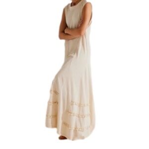 NWT Free People Medium Beach Arya Midi Sun Dress A-line Cotton Crème